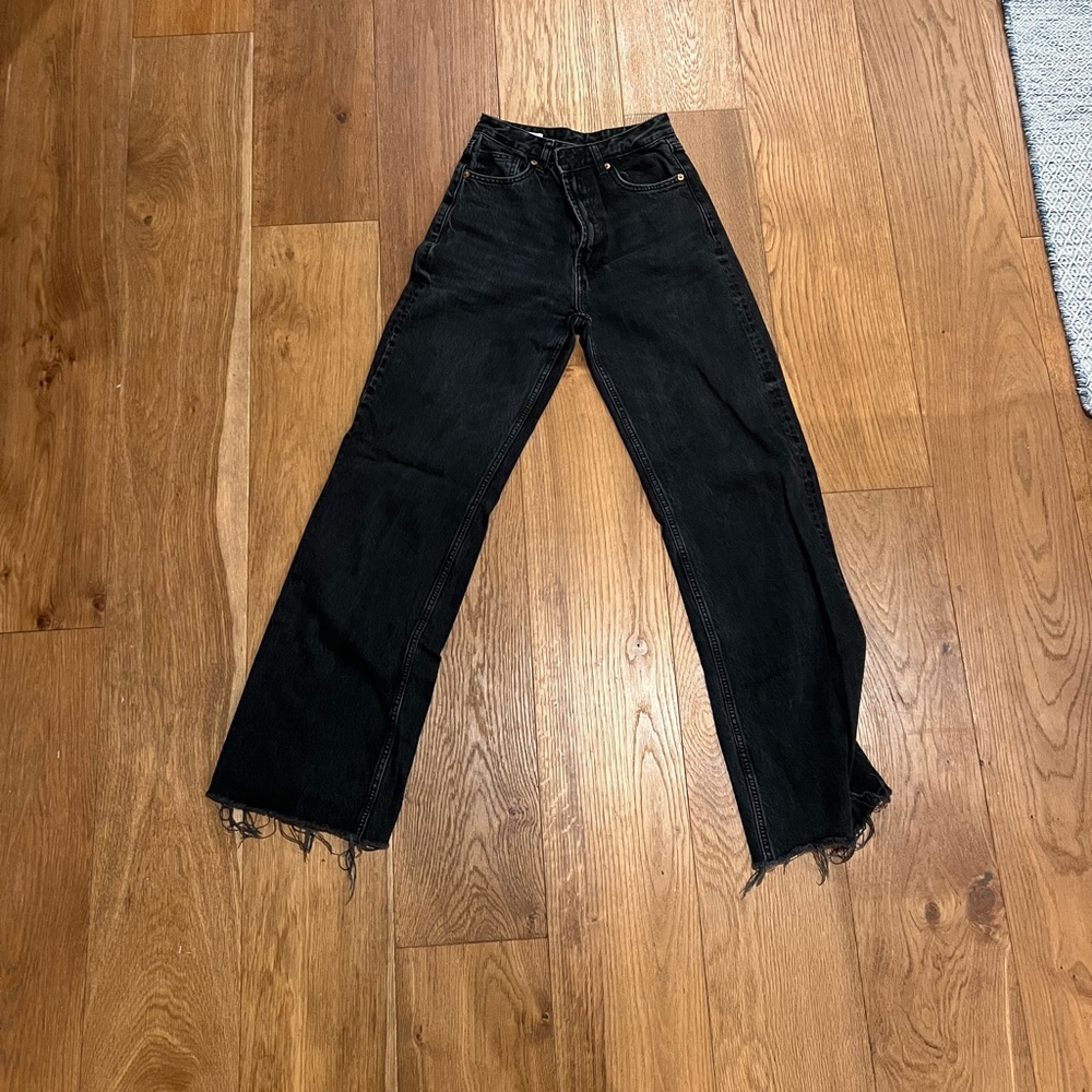 Zara black raw hem Denim Jeans